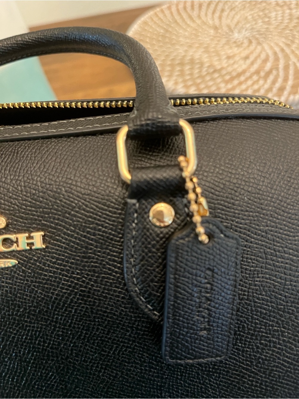 COACH Rowan medium Black Leather Dome Satchel with Gold Hardware - Picture 15 of 16